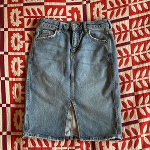 Pilcro and the Letterpress Classic Blue Denim Pencil Skirt